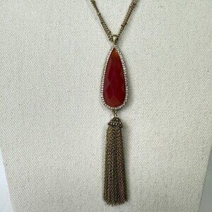 Lonna & Lilly Long Tassel Necklace‎ Gold-Tone Chain Faceted Glass